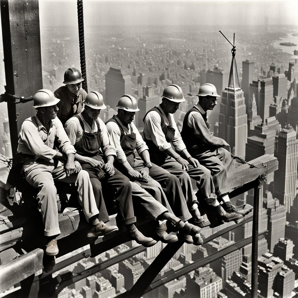 Construction Workers Lunching Above New York City