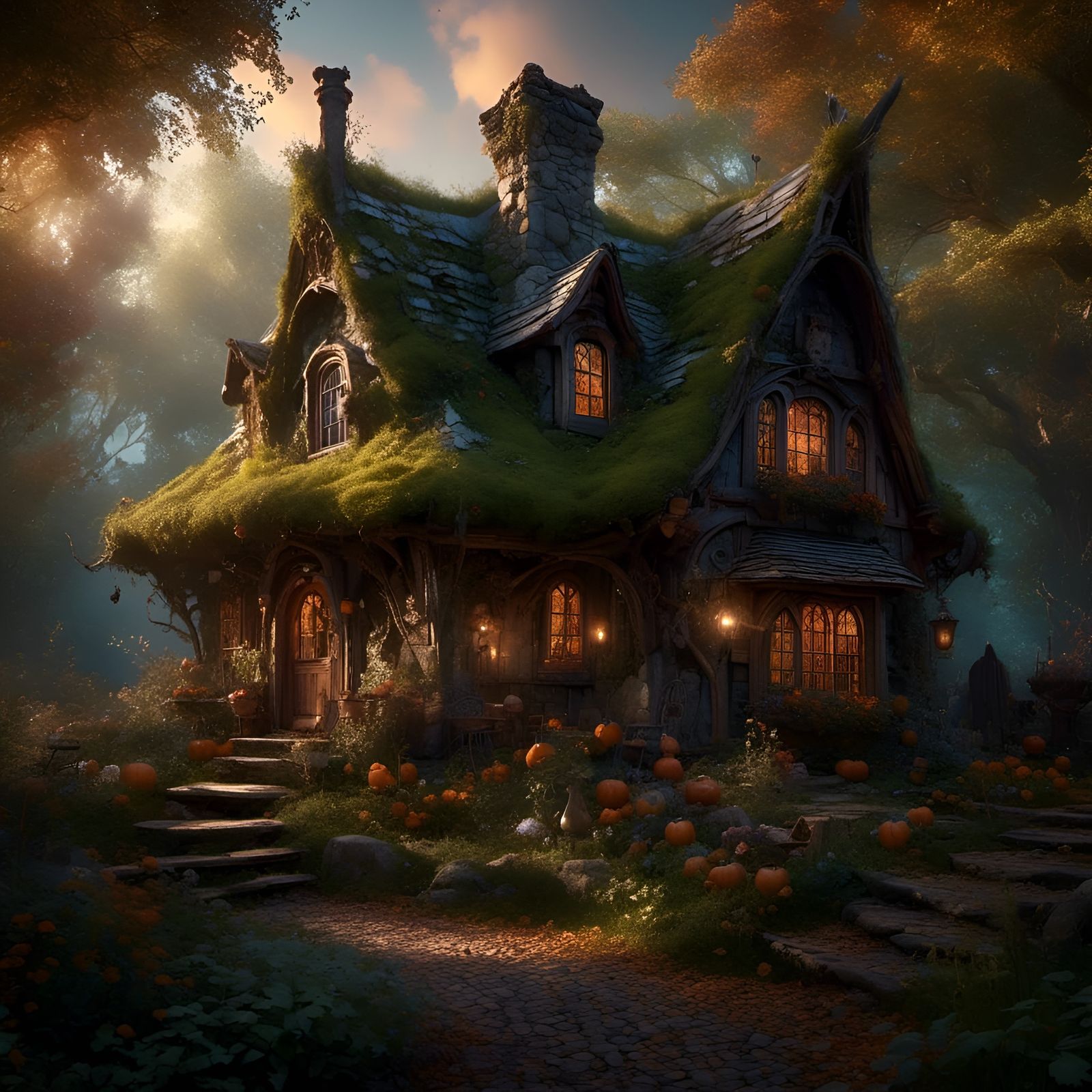 Cozy Witch's Cottage in the Woods