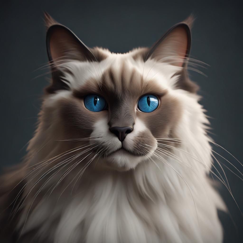 Photorealistic Ragdoll Cat in Detailed Matte Painting