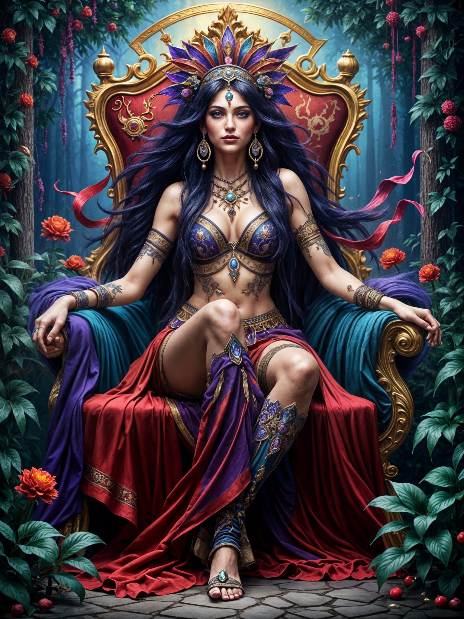 Gypsy Woman as Empress Tarot Card in Fantasy Art