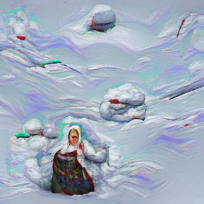 Realistic Russian Woman Portrait in Snow