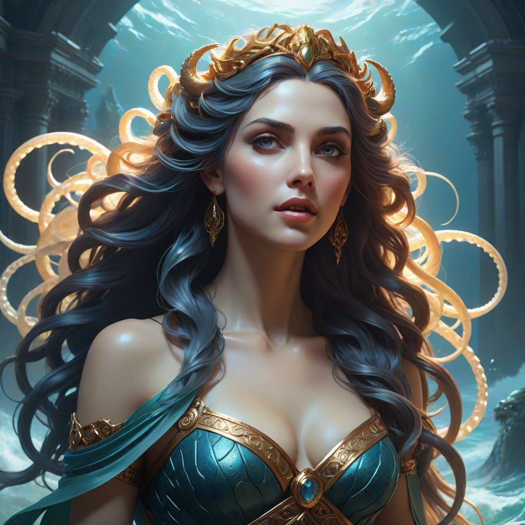 Surreal Sea Goddess Unveils Monstrous Nature in Eerie Portra...