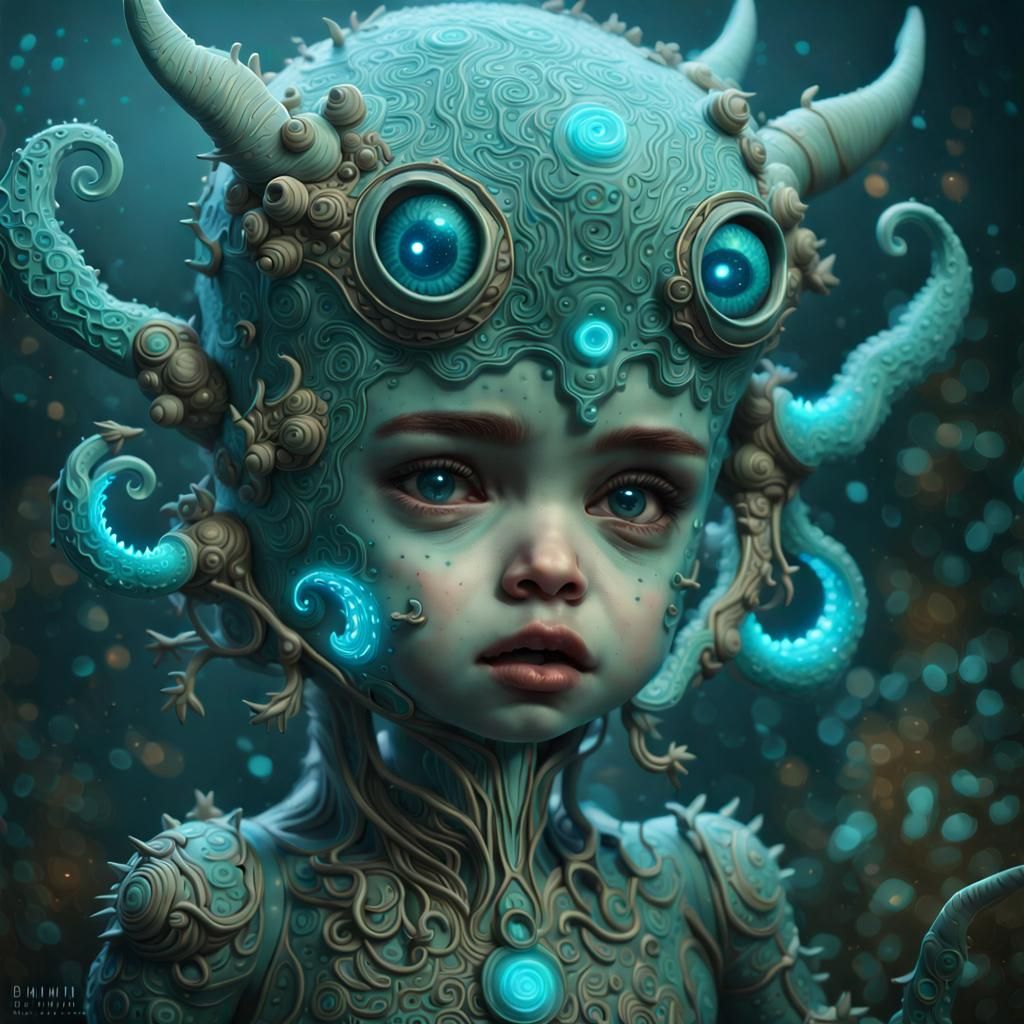 Bioluminescent Girl in Detailed Fantasy Art