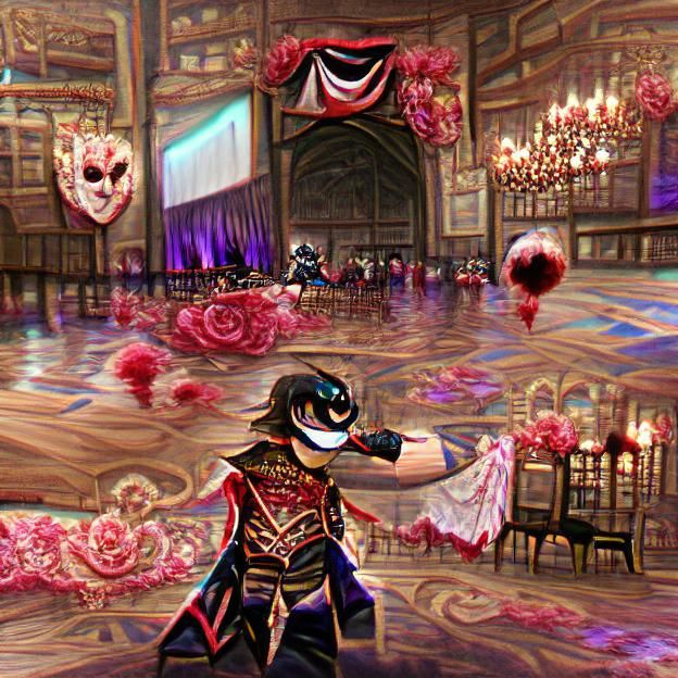 Bloodstained Masquerade: A Dark Ballroom Scene