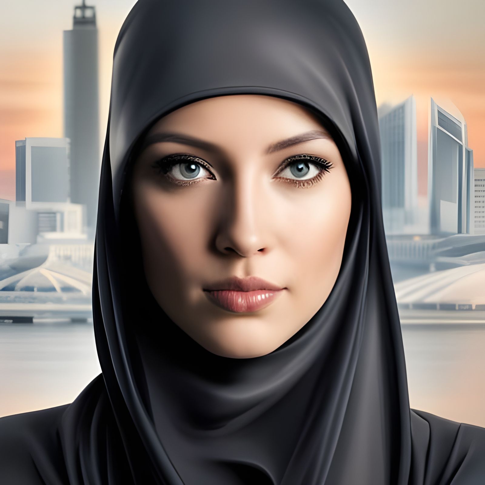 German Woman in Niqab, Hyperrealistic Portrait