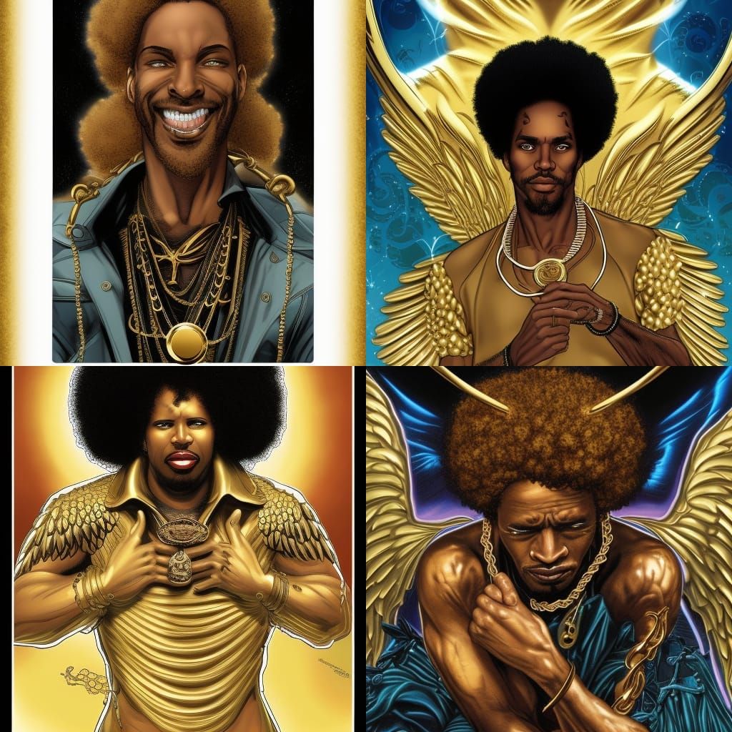 Afro Angel: Comic Book Style Character Portrait