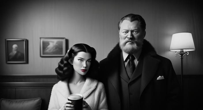 Film Noir Portrait of a Couple in 1940s Style
