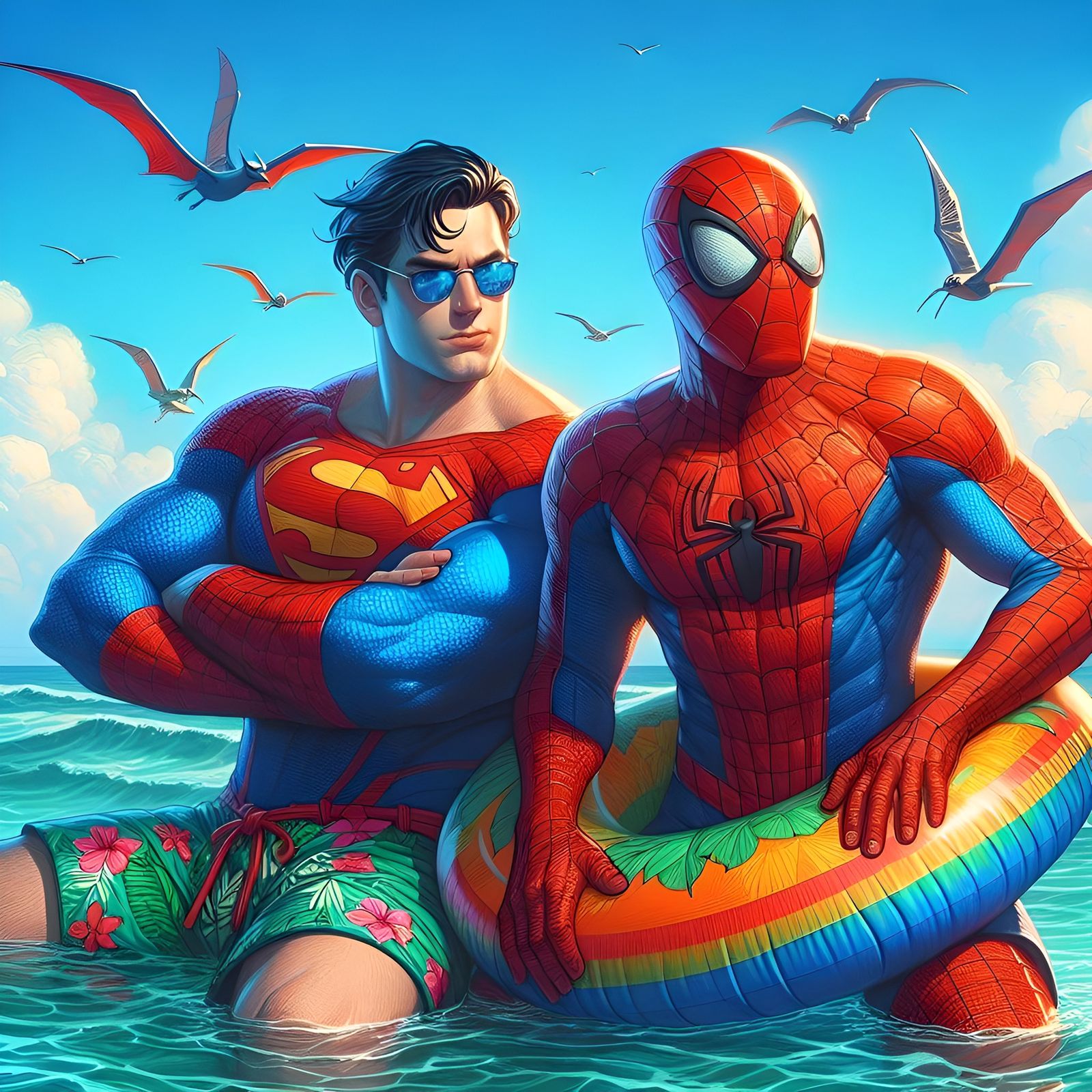 superman and spiderman on vacation together