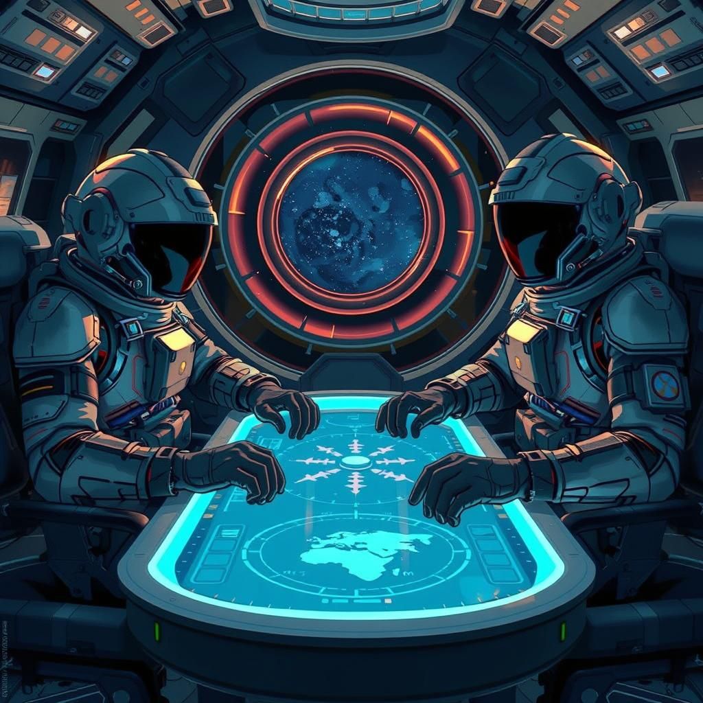 Astronauts Plan Mission in Futuristic Control Room