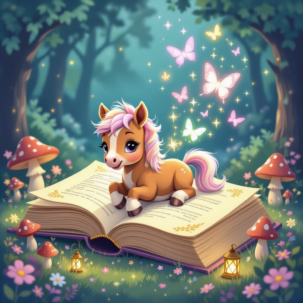 Enchanted Baby Horse Fairytale Illustration