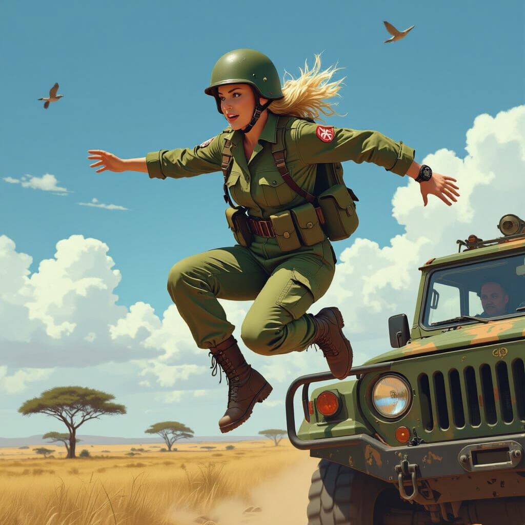 Rhodesian Army Soldier in Action, Digital Painting