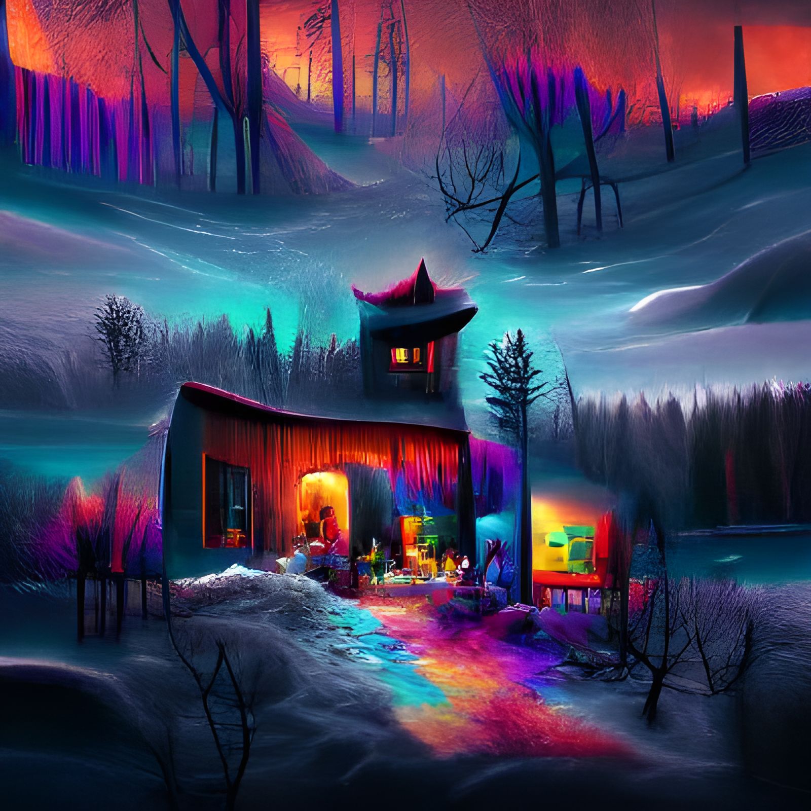 A winter night in the woods