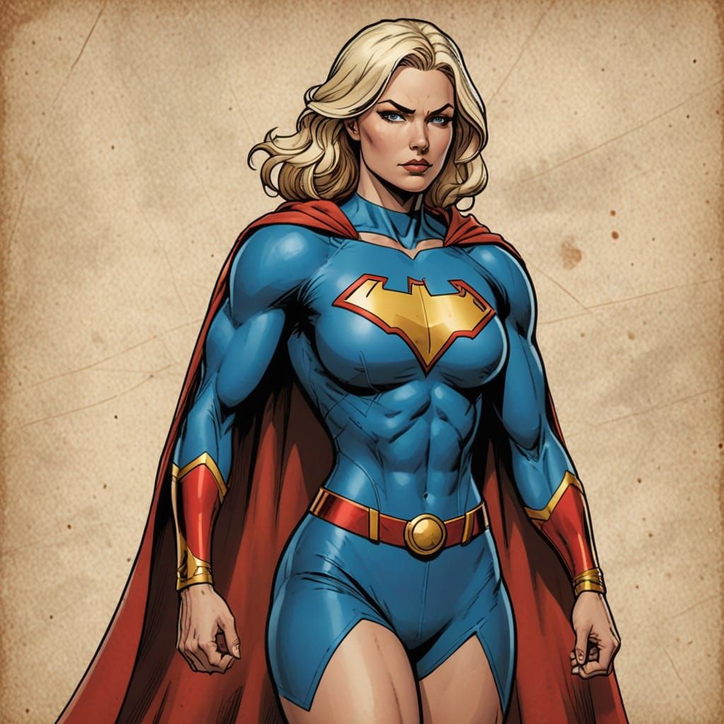 Confident Female Superhero in Semi-Realistic Comic Style