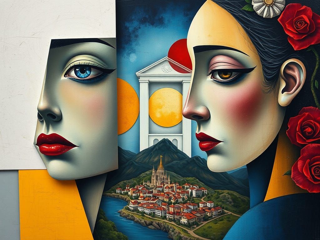 Surreal Abstract Faces Convey Emotional Depth