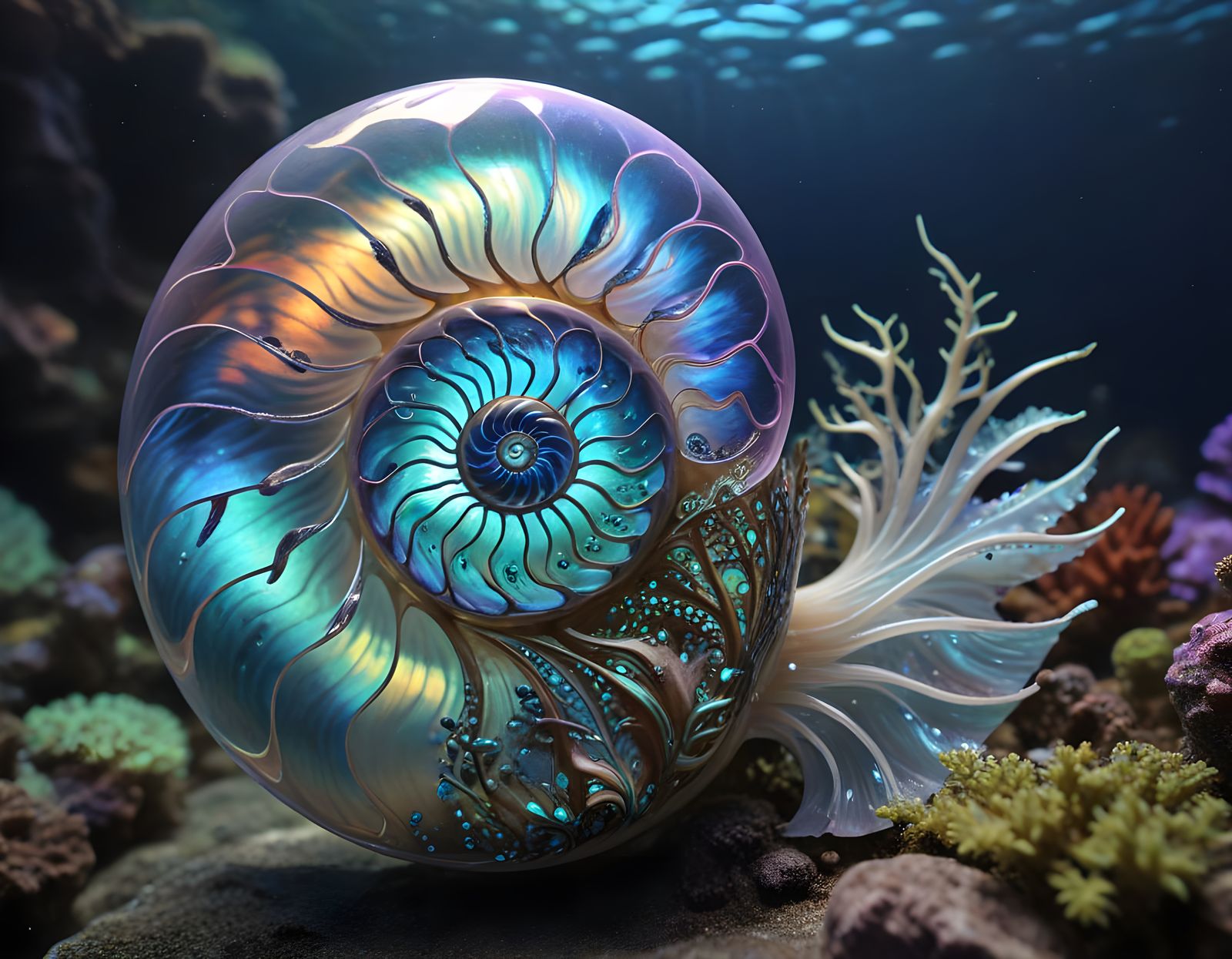 Enchanted Iridescent Nautilus Shell