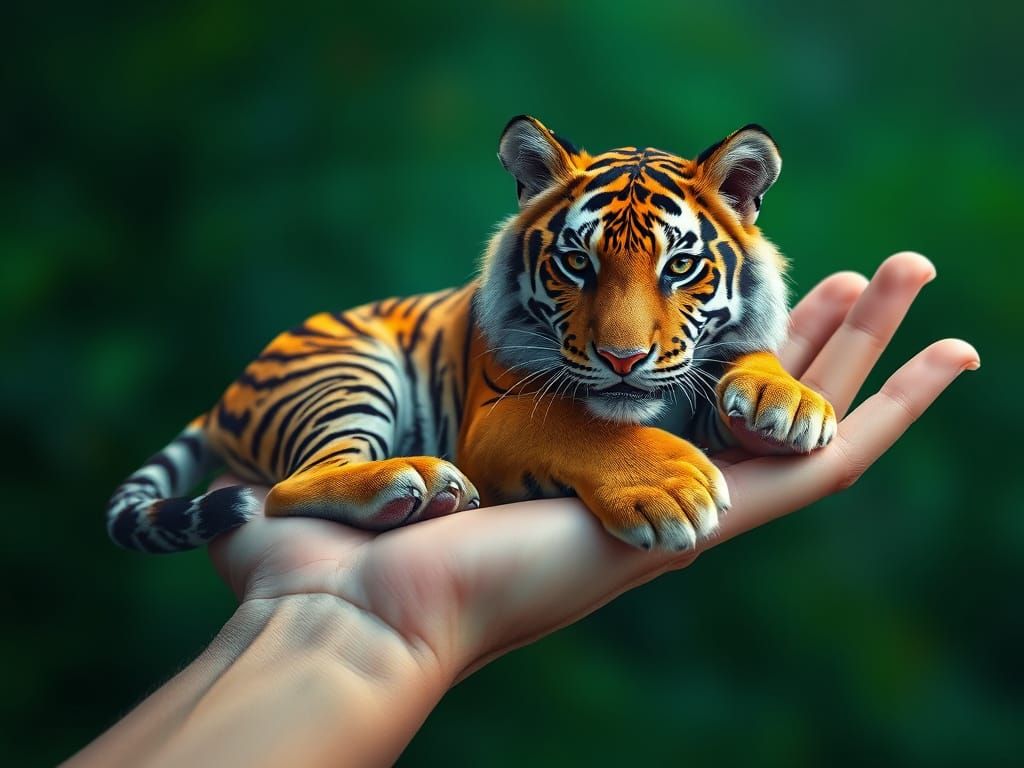 Vibrant Tiger in the Palm of Your Hand