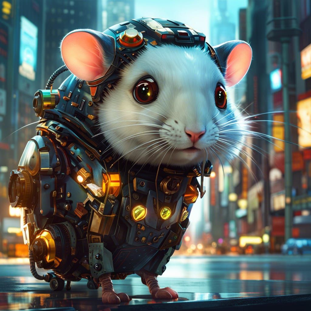 Anime Hamster Robot Portrait in Hyperdetailed 8K