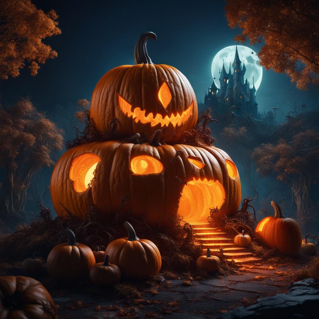 Eerie Pumpkin Kingdom: Fantasy Halloween Night