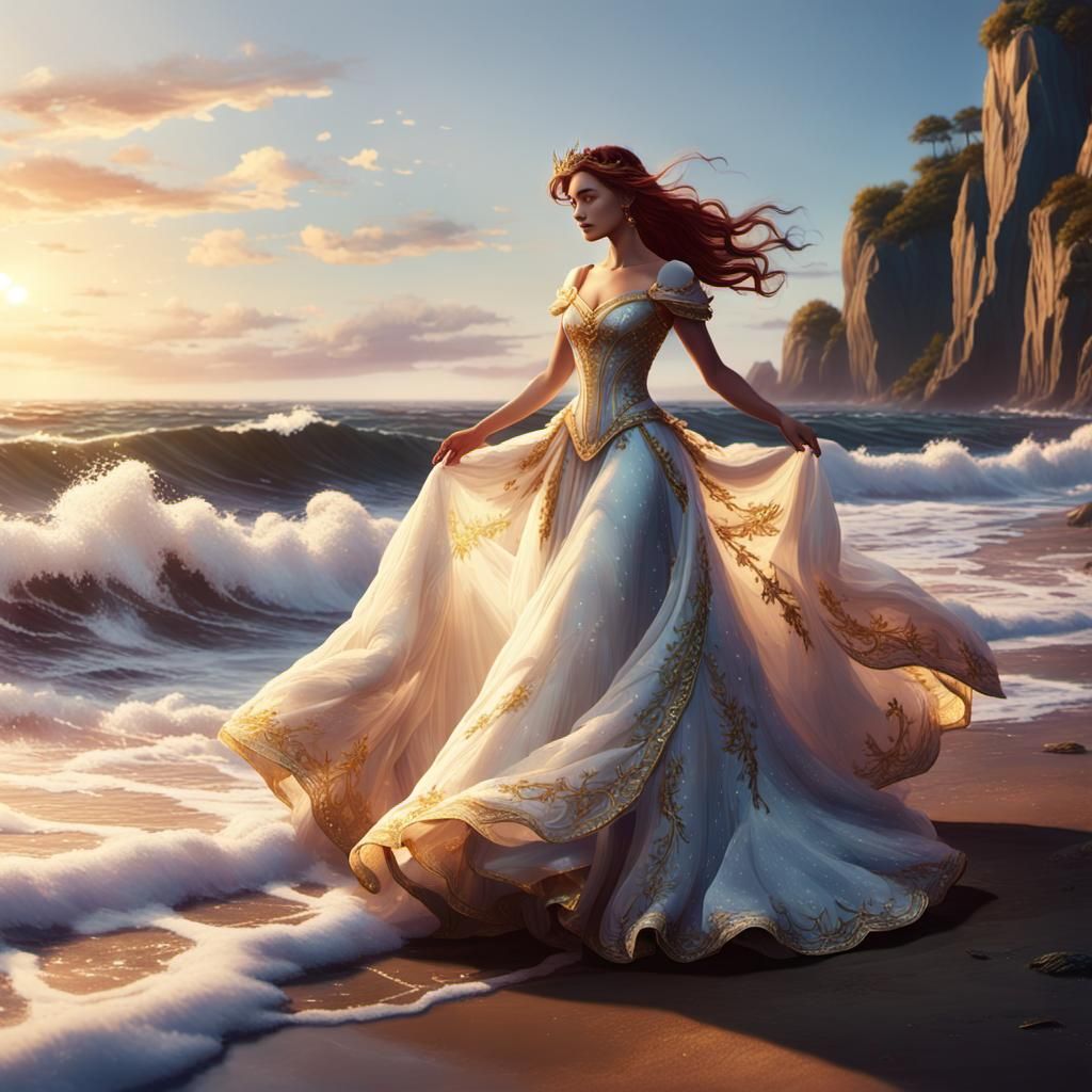 Ariel and Prince by the Sea in Fantasy Art