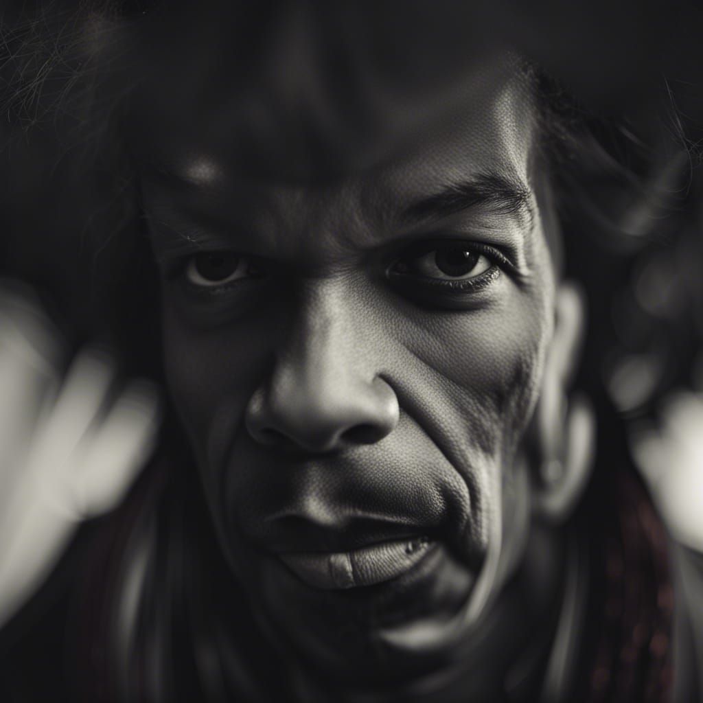Jimi Hendrix Portrait in Ambient Light