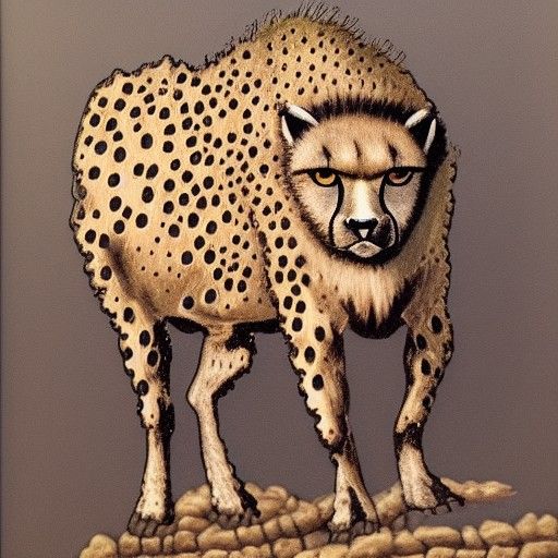 Cheetah Print Bison with Steampunk Engine