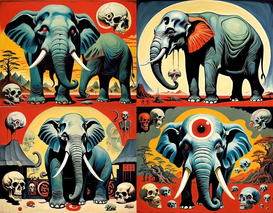 Brutal 1950s Asian Art Deco Horror Scene