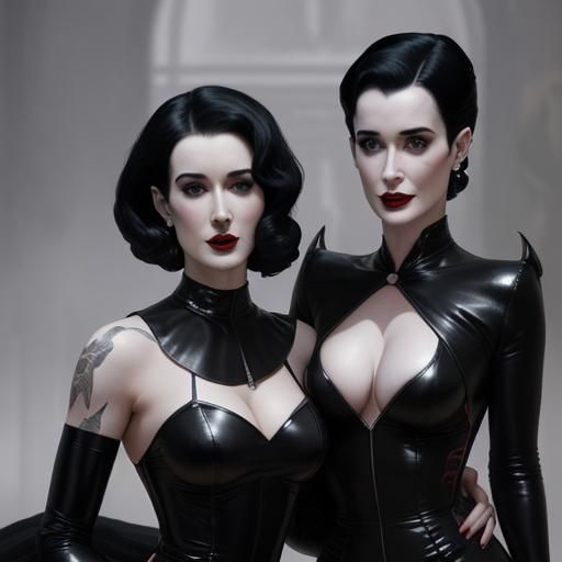 Robyn Dominique and Dita von Teese in Leather, Sinister Styl...