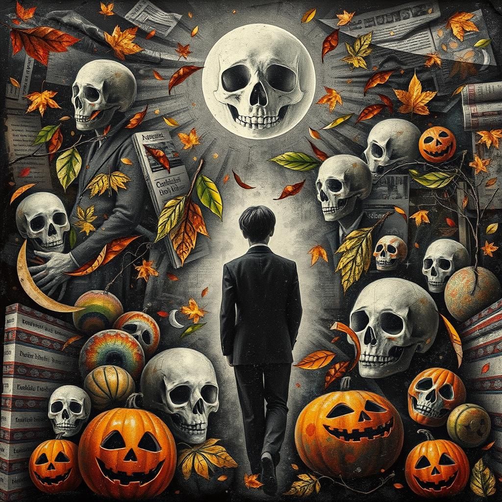 Abstract Autumn Collage in Dada Photogram Style