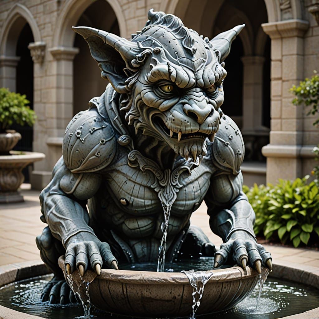 Gothic Gargoyle Water Fountain Sculpture