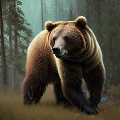 Hyperdetailed Grizzly Bear Concept Art