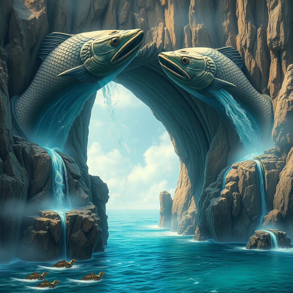 Atlantis Cliff Gateway Carved as Giant Fish