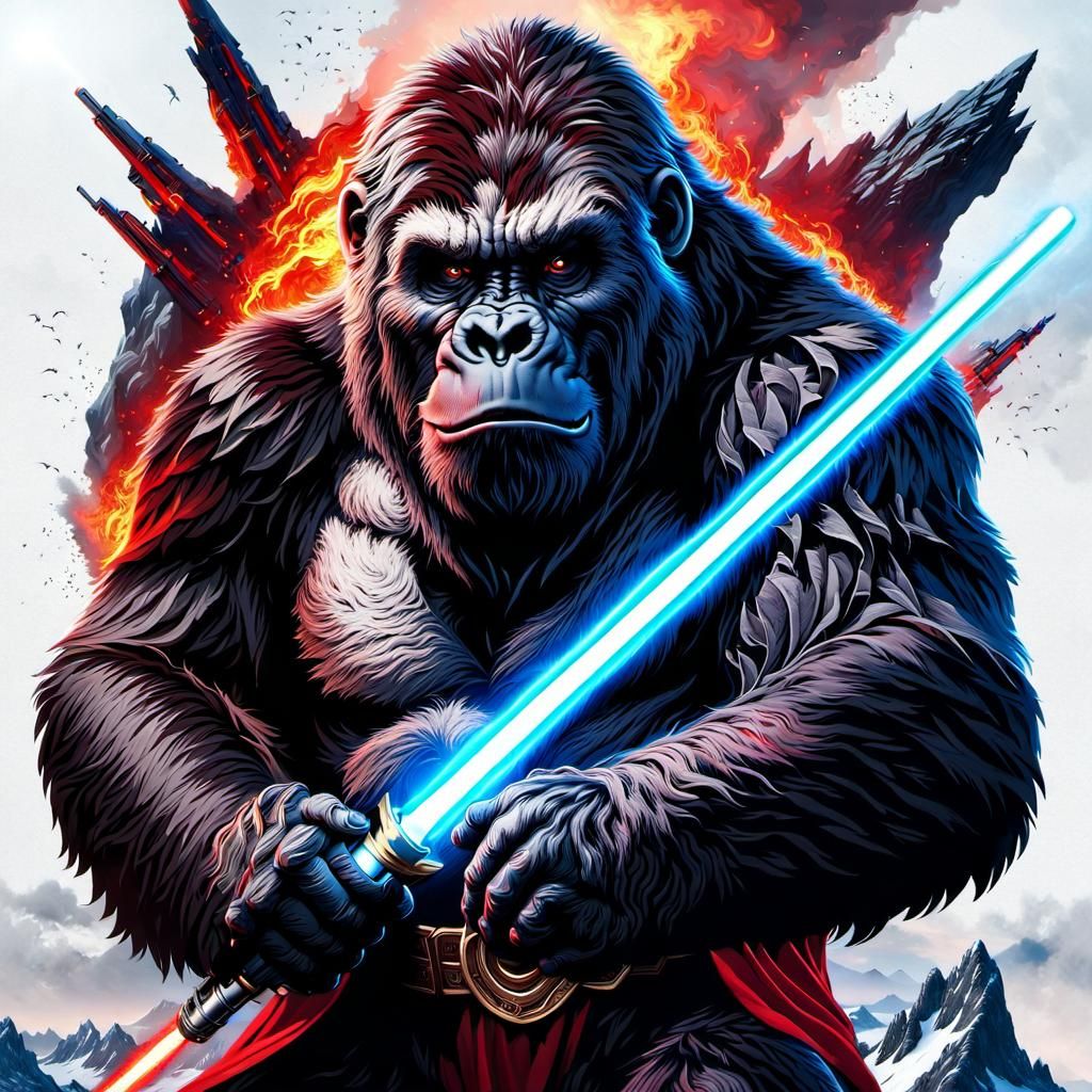 King Kong as Darth Vader on Fiery Mountain
