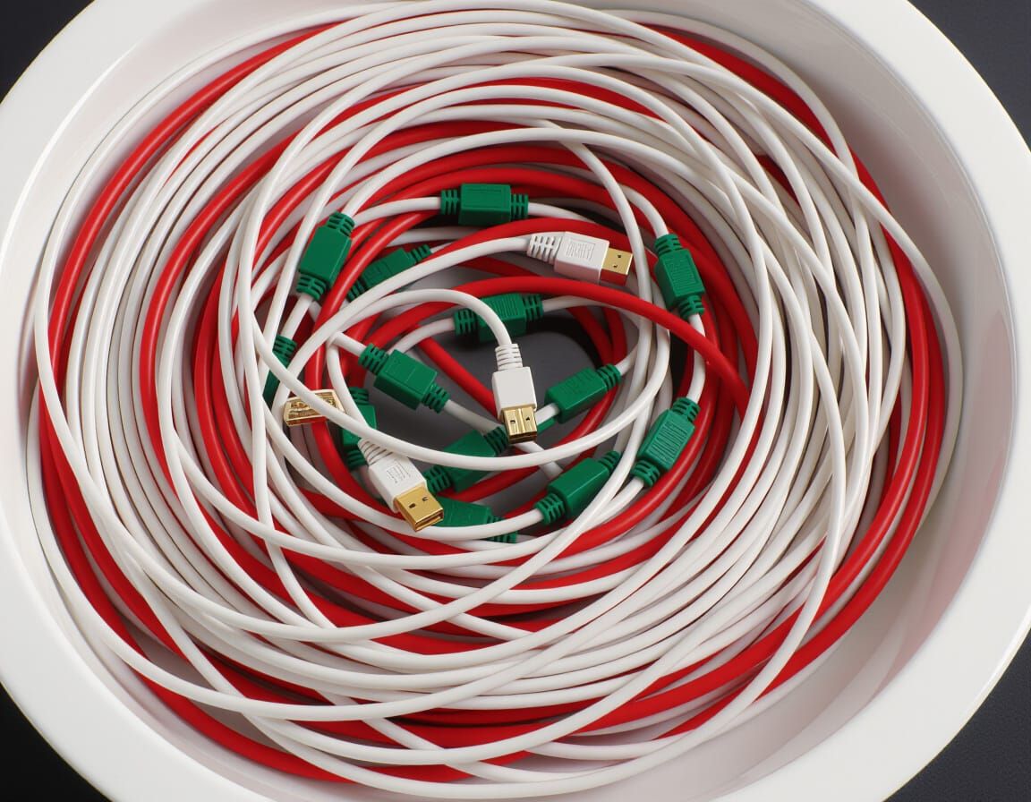 Electronic Cables Form Spaghetti Dish