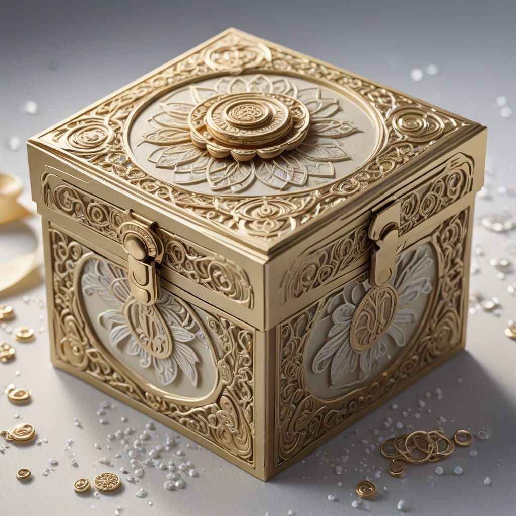 Exquisite Paper Jewelry Gift Box in Hyperrealistic Detail