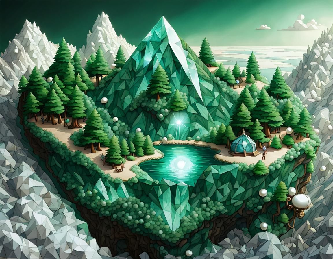 crystal mountain, in an emerald world