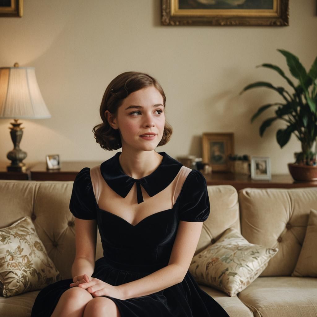 Young Man in Velvet Dress on Couch with Girlfriend