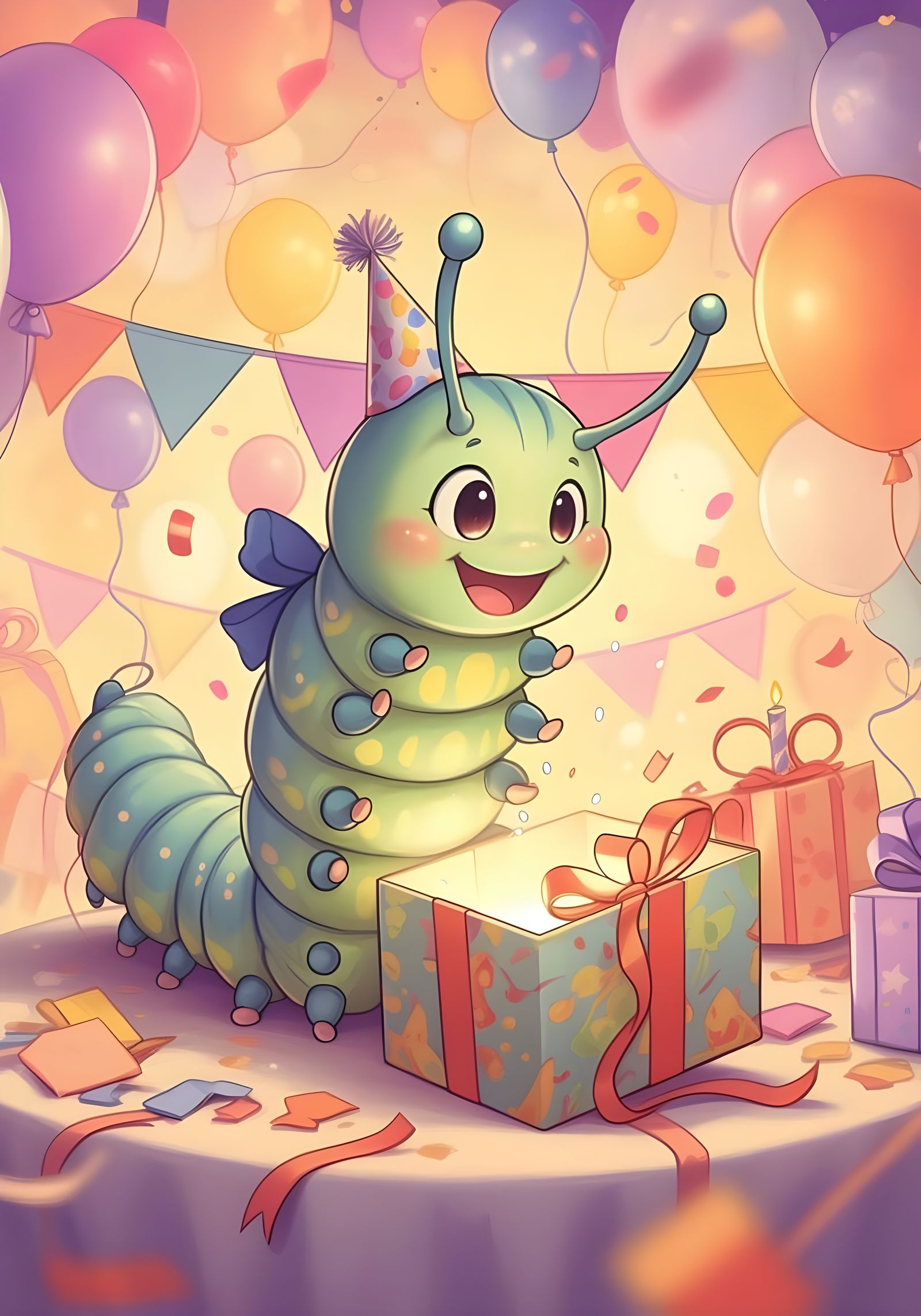 Anime Caterpillar Opening Birthday Present
