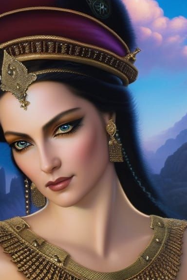 Medieval Woman in Iridescent Armor, Digital Art