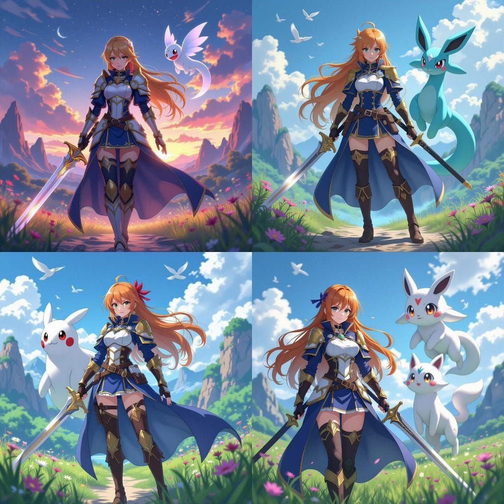 Asuna in Fantasy Landscape, Anime Style 3D Render