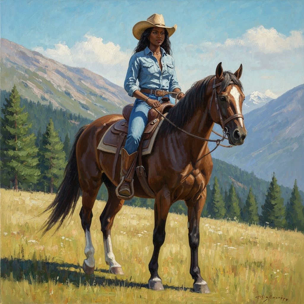 Woman on Horseback in Post-Impressionistic Impasto Style