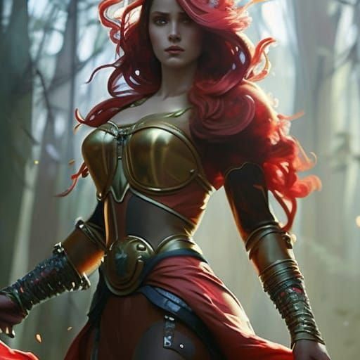 Hyperrealistic Red Fire Fairy Portrait