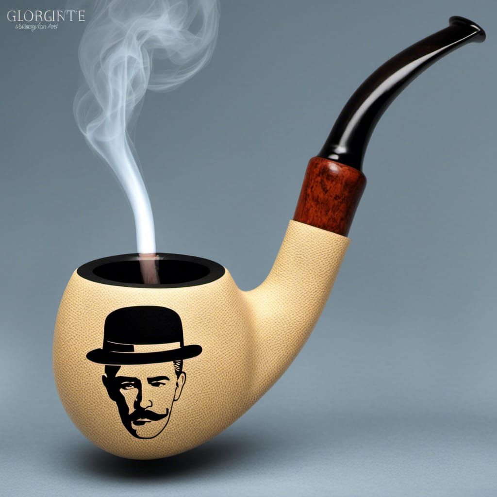 Surreal Pipe and Bowler Hat, in Magritte Style