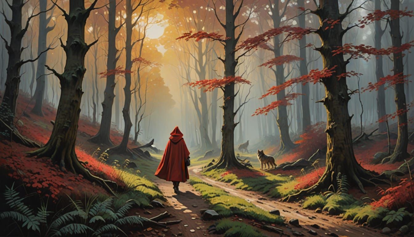 Claude Monet-Inspired Little Red Riding Hood in the Dark For...