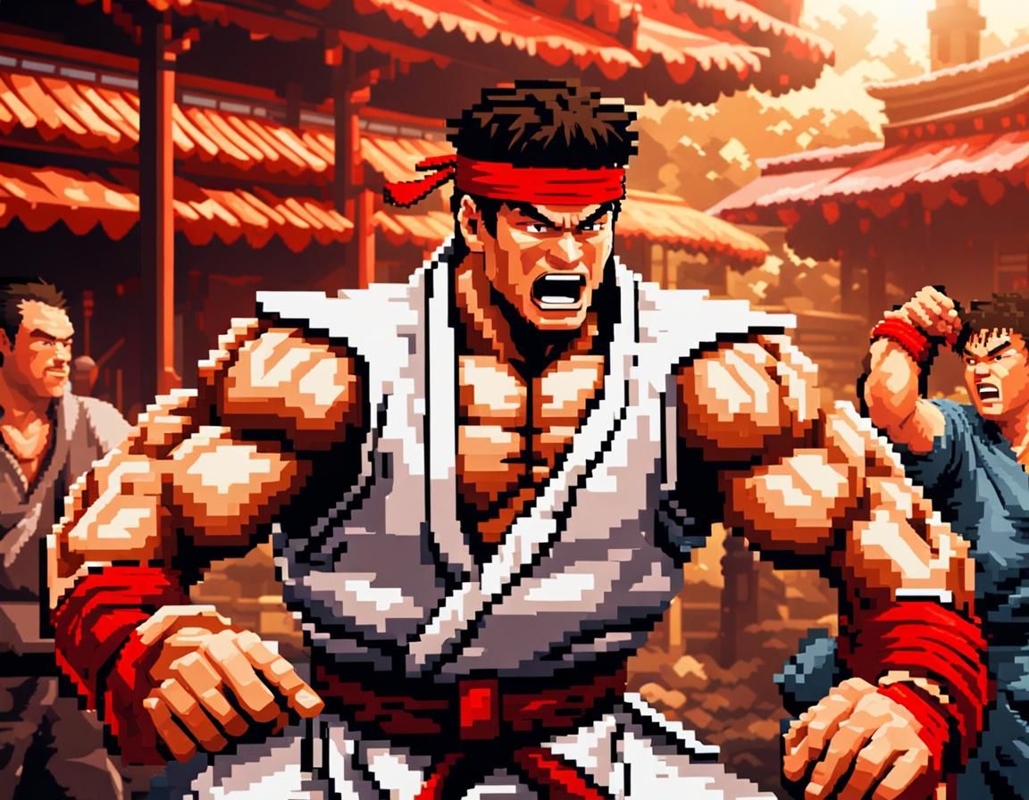Street fighter in pixel art
