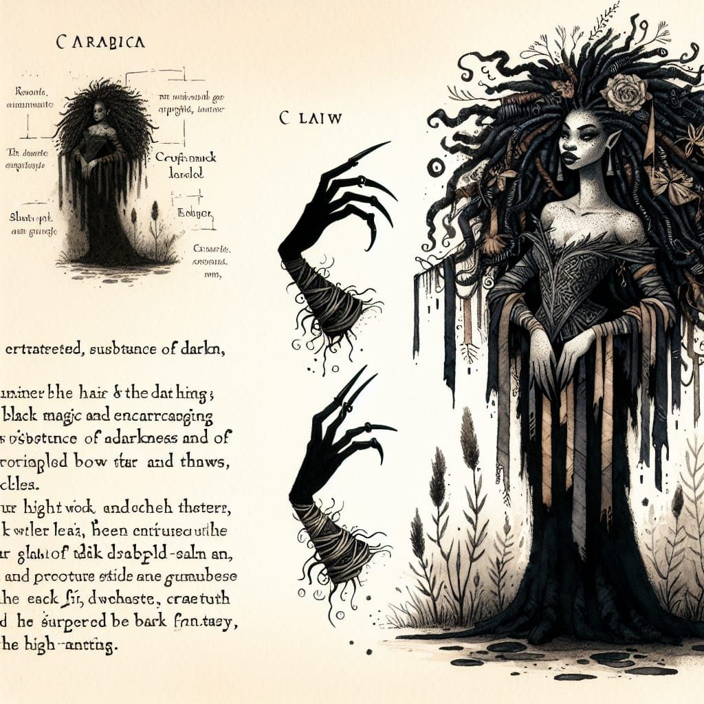 Enchanted Black Magic Kelpie Woman in Shadowy Bog