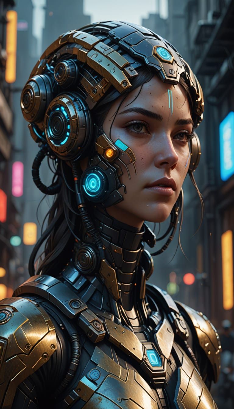 Cyberpunk Vodyani Portrait in Biomechanical Exosuit