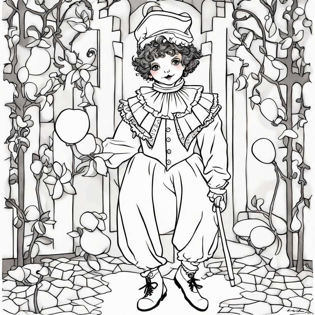 Pierrot Coloring Page: Simple Line Art