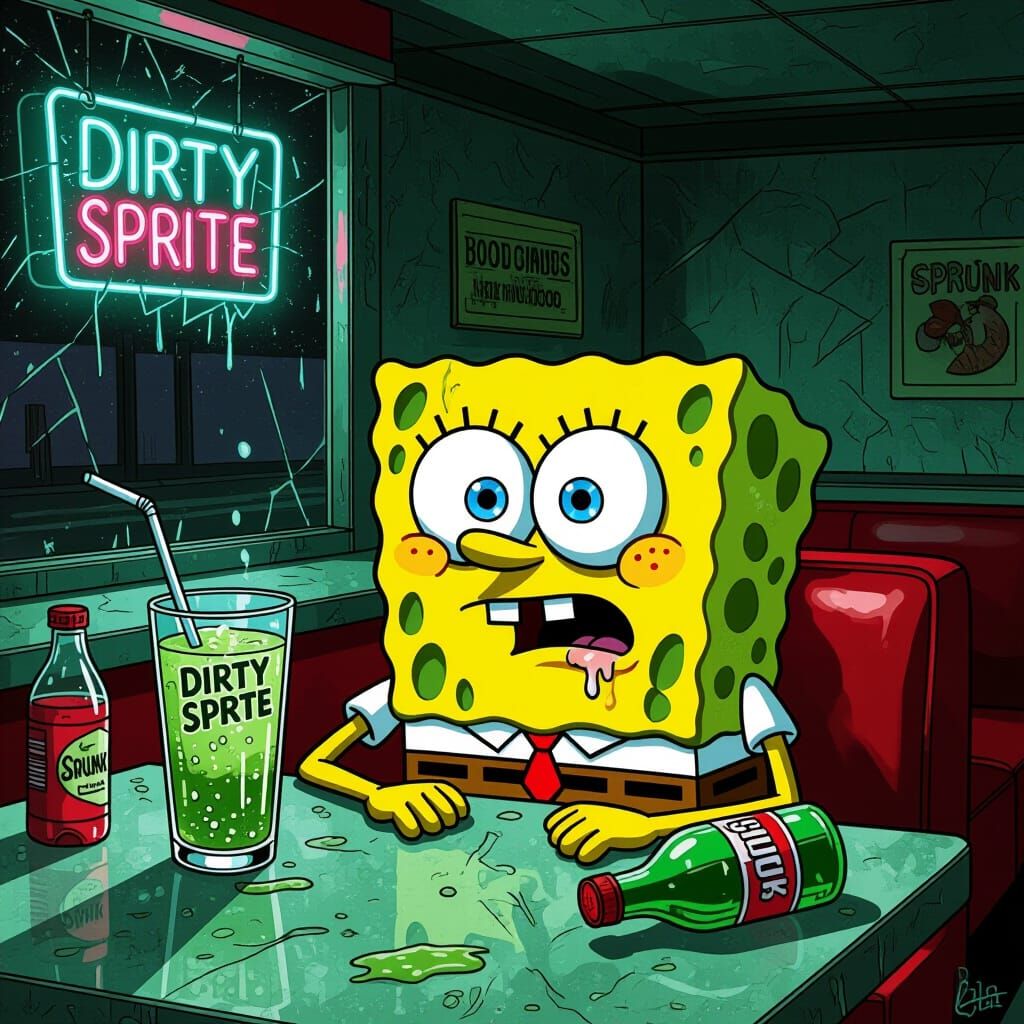 Gritty Spongebob at Grimy Diner