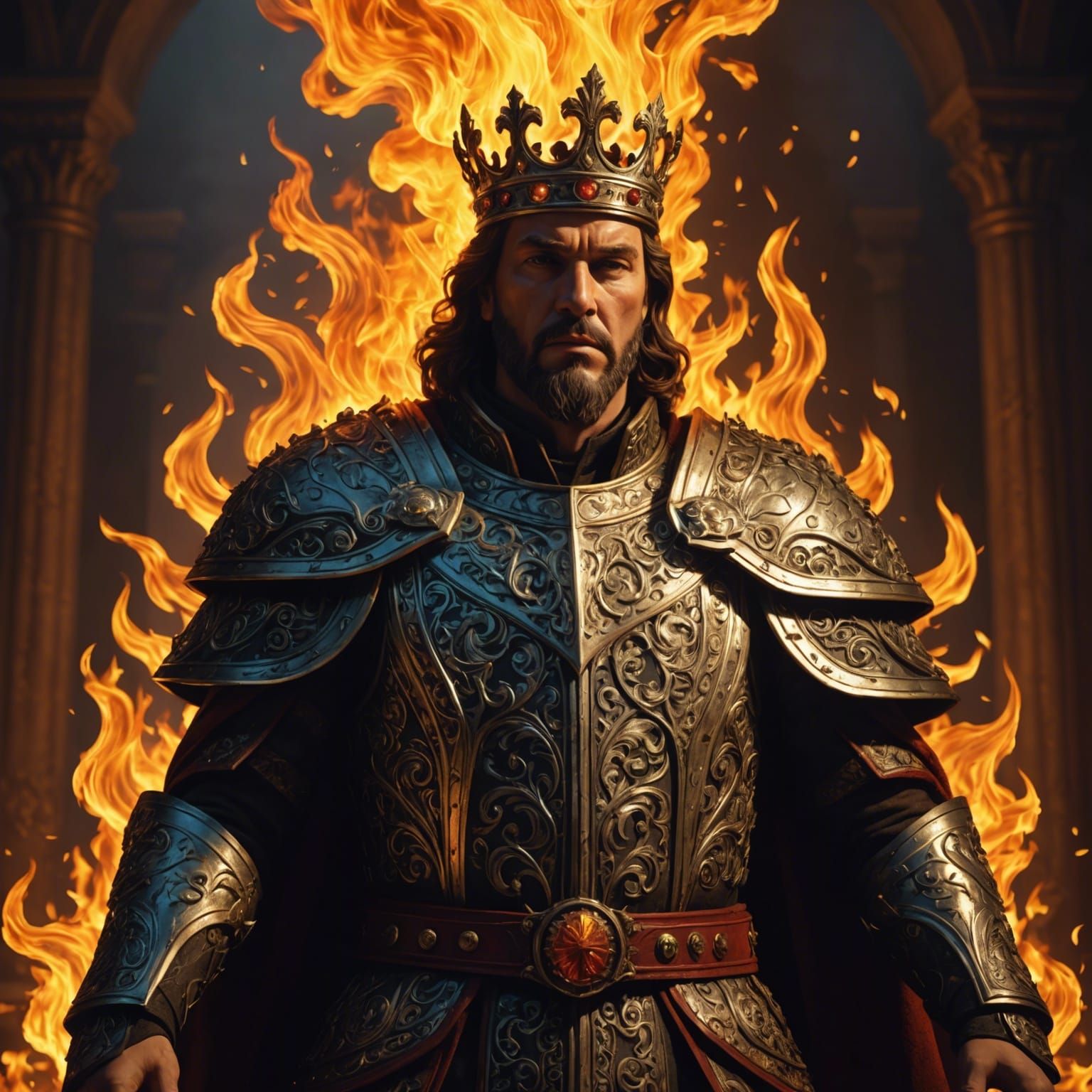 Fiery King in Retro Style