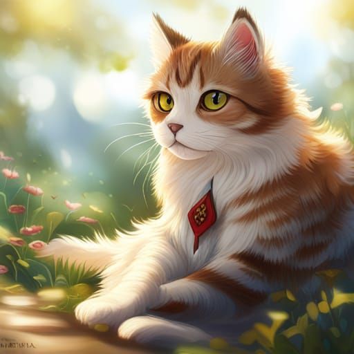 Anime Cat Daijin with Monocle, Ghibli Style